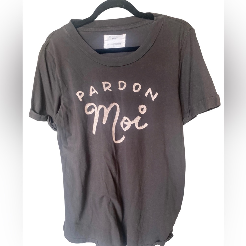 SOL ANGELES x ANTHROPOLOGIE VINTAGE STYLE TEE SHIRT PARDON MOI WOMEN’S MEDIUM